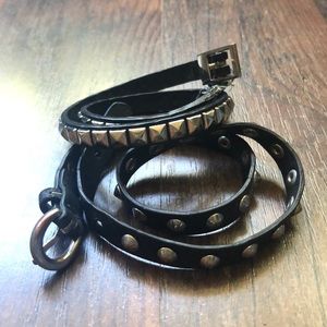 Double wrap studded bracelet set